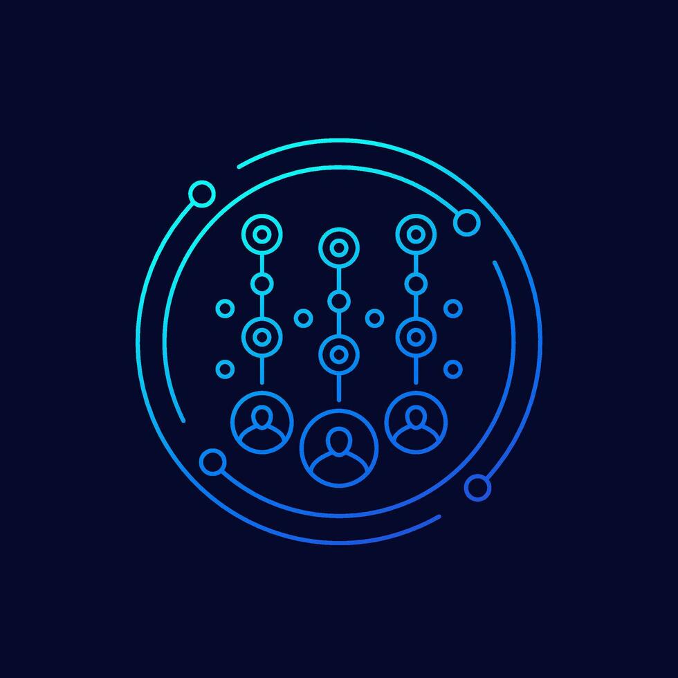 collecting user data icon, linear design vector