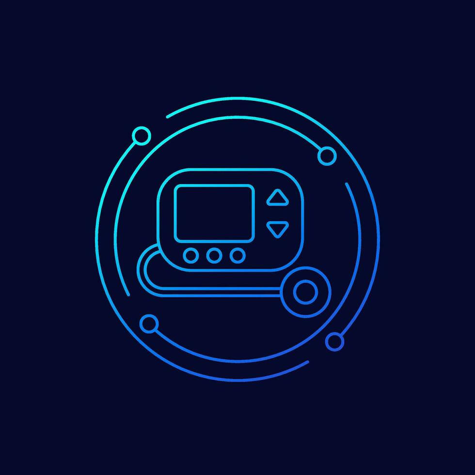 insulin pump icon, linear design vector