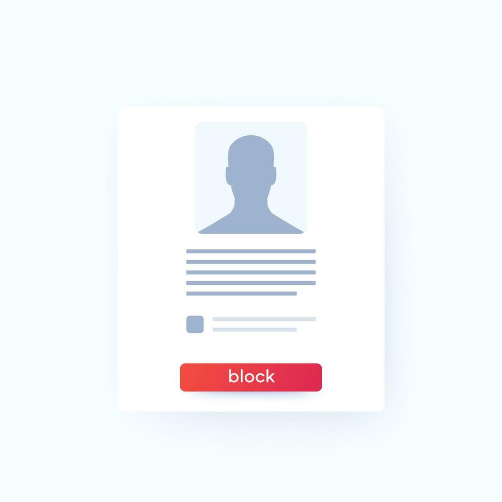 block user form with button, vector ui design