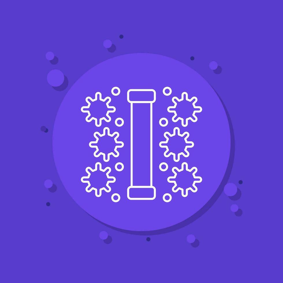 UV light sterilization, UV-C lamp icon, line vector