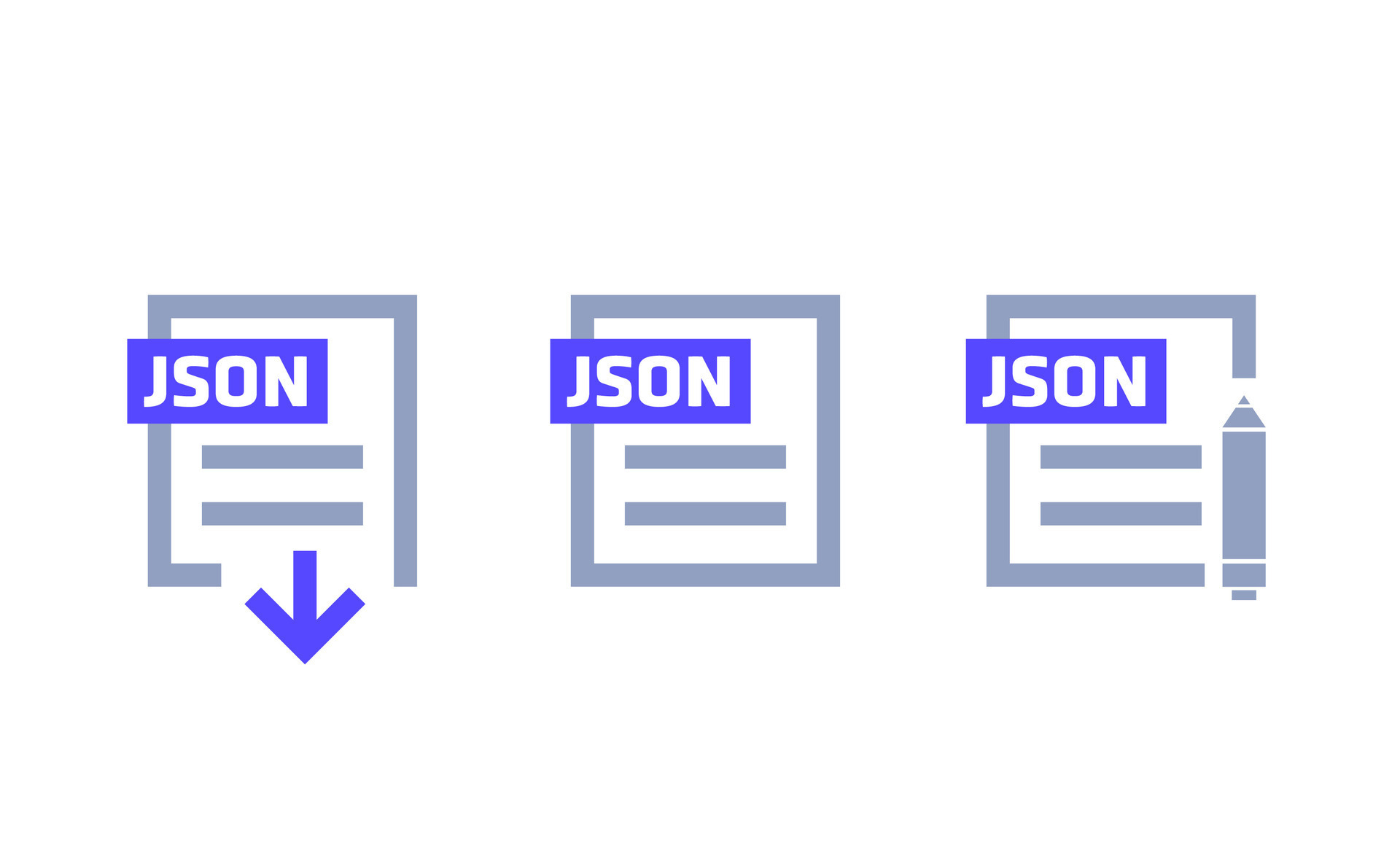 JSON format, download file, edit document icons 28533234 Vector Art at ...