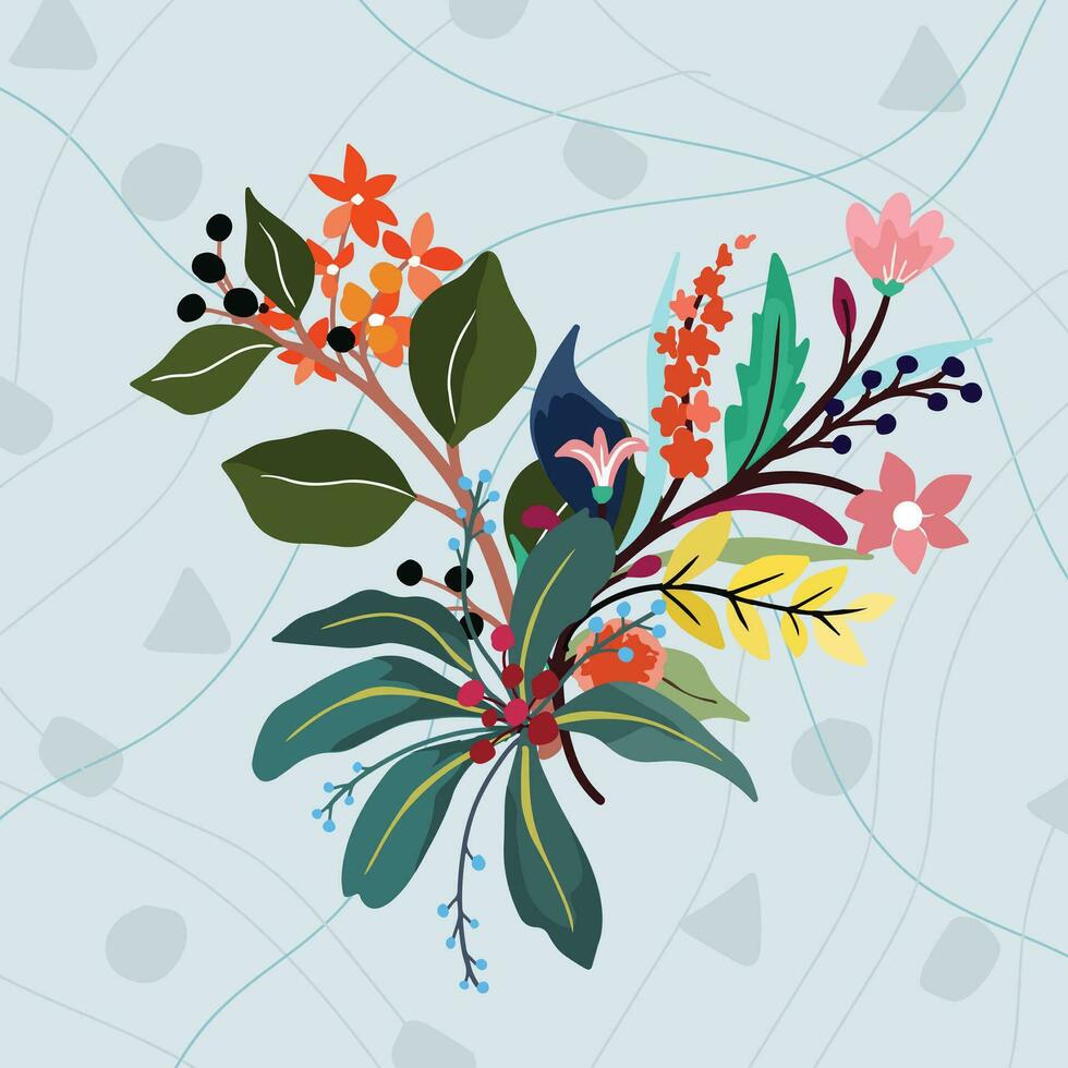 vistoso flor ramo de flores con ornamento modelo vector