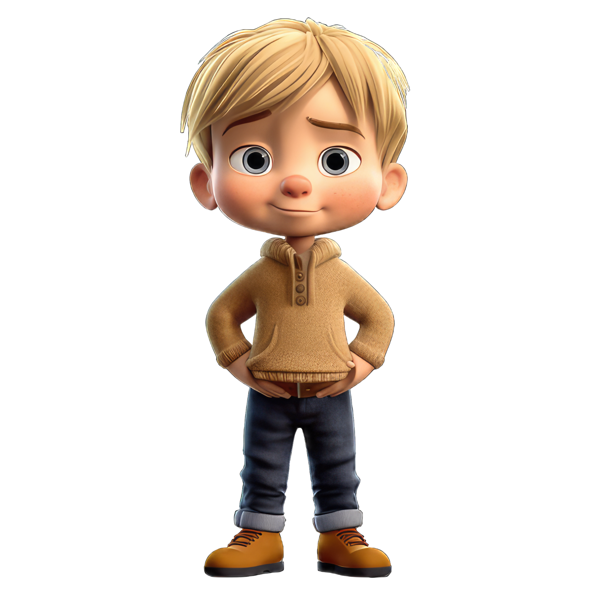 3D cartoon character a cute little boy, Isolated transparent background ...