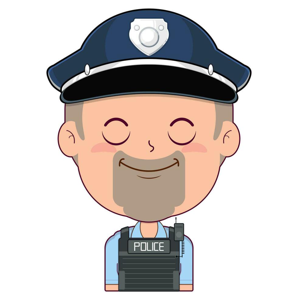 policeman sleep face cartoon cute vector