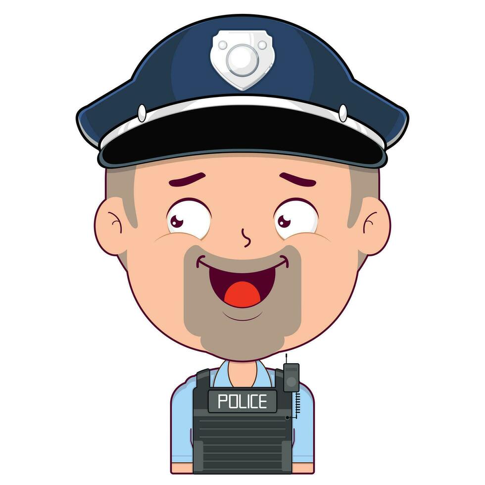policeman doubt face cartoon cute vector