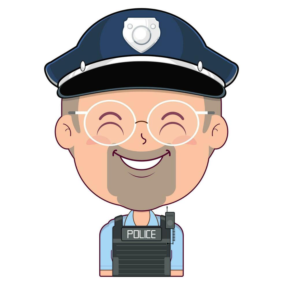 policeman smile face cartoon cute vector