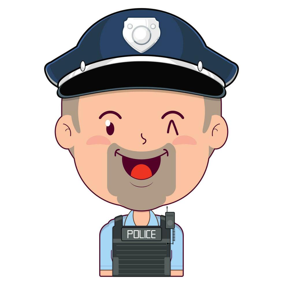 policía contento cara dibujos animados linda vector
