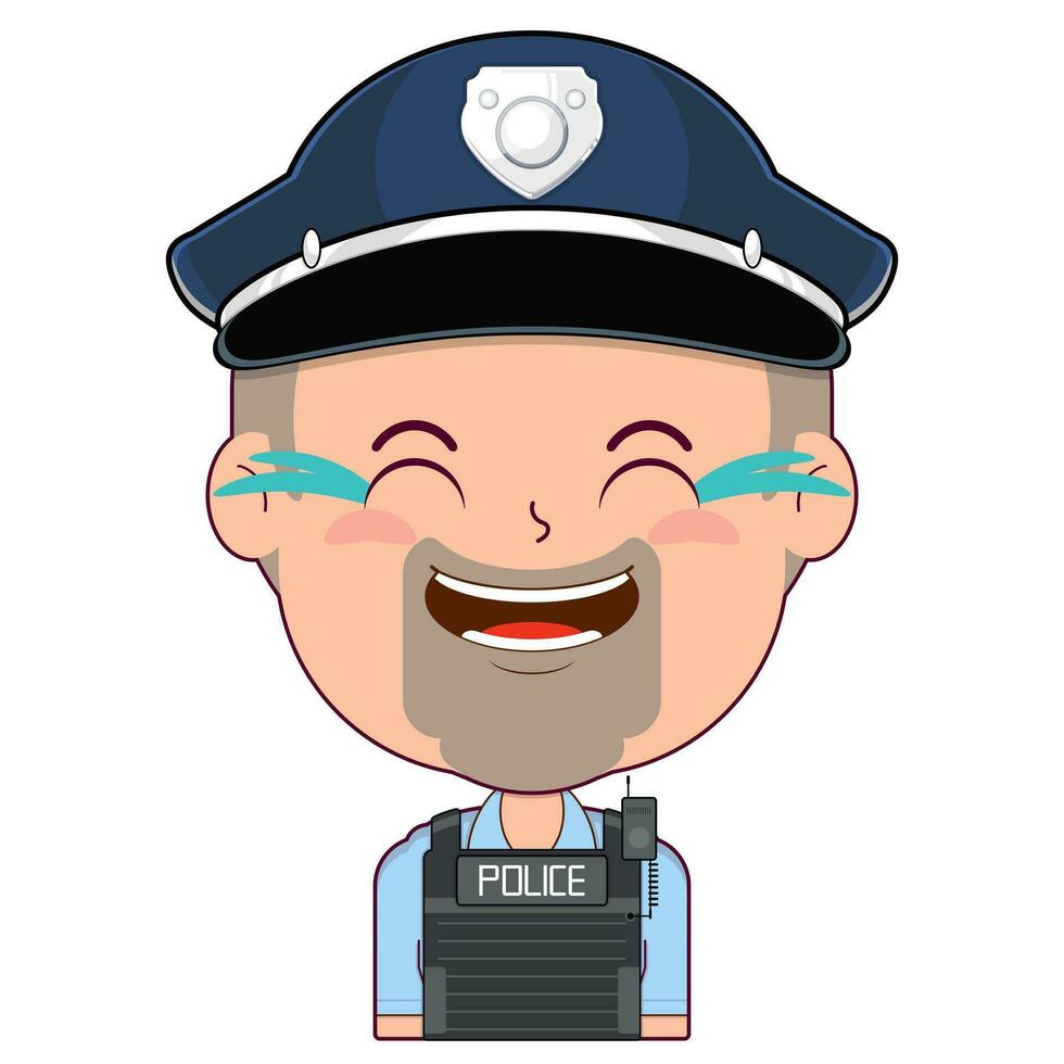 policeman laughing face cartoon cute vector