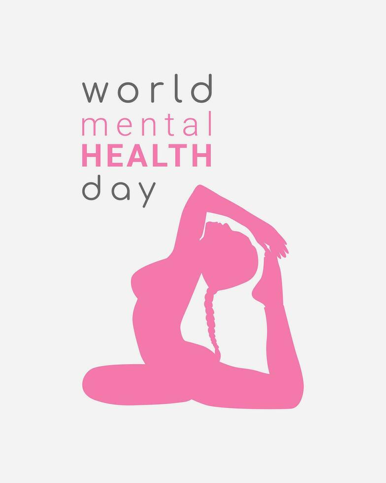 World Mental Health Day illustration. Woman silhouette in yoga pose. vector