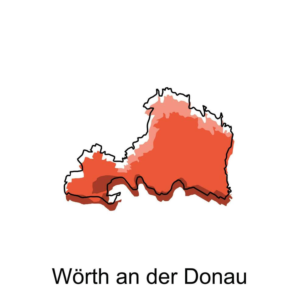 Map City of Worth an der Donau, World Map International vector template with outline illustration design