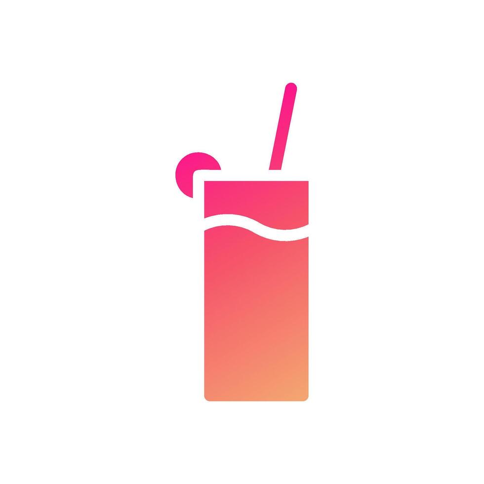 Drink icon solid gradient pink yellow summer beach symbol illustration. vector