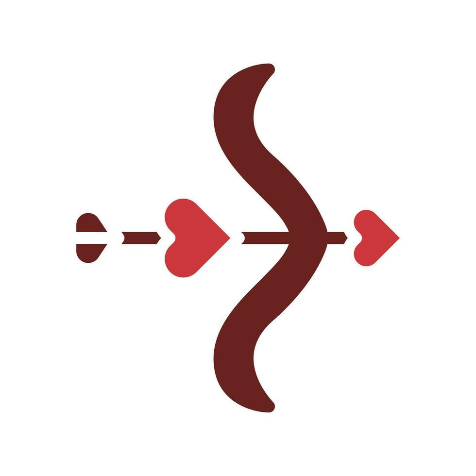 flecha amor icono sólido marrón rojo estilo enamorado ilustración símbolo Perfecto. vector