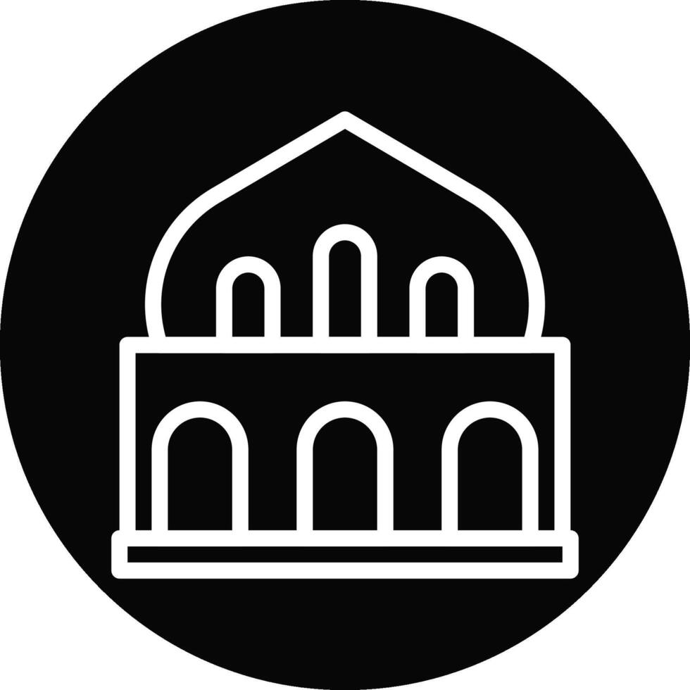 mezquita icono línea redondeado negro blanco color Ramadán símbolo ilustración Perfecto. vector