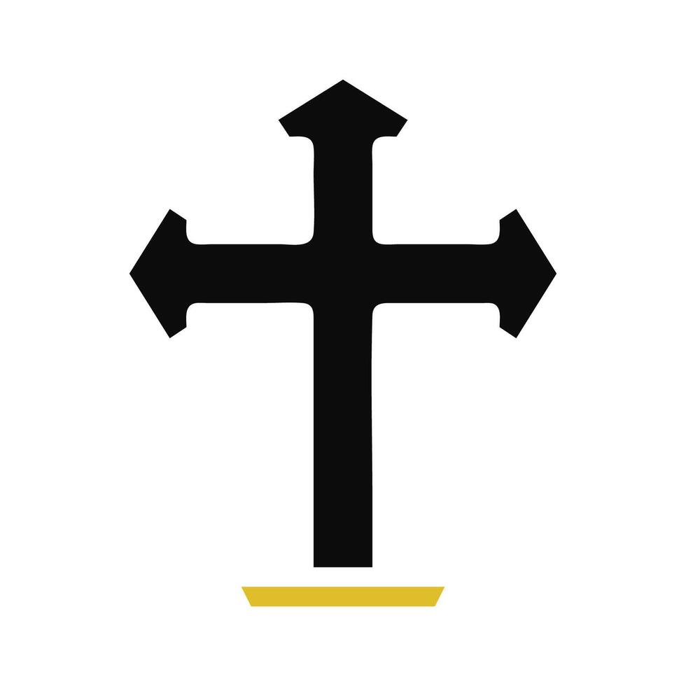 Salib icon solid grey orange colour easter symbol illustration. vector