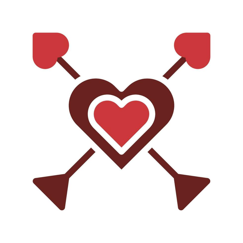flecha amor icono sólido marrón rojo estilo enamorado ilustración símbolo Perfecto. vector