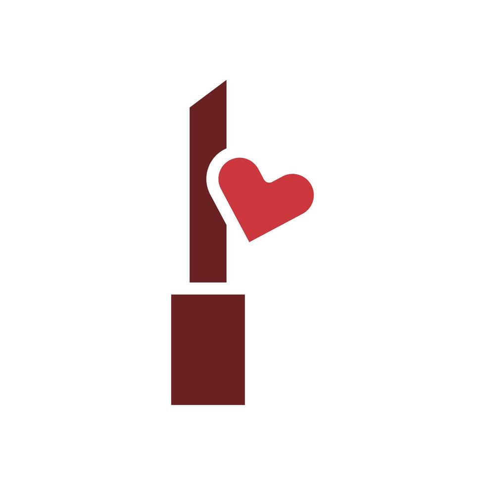 Cosmetic love icon solid brown red style valentine illustration symbol perfect. vector