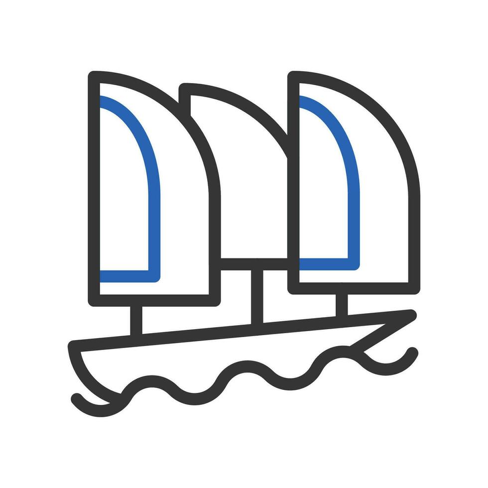 Boat icon duocolor blue grey summer beach symbol illustration. vector