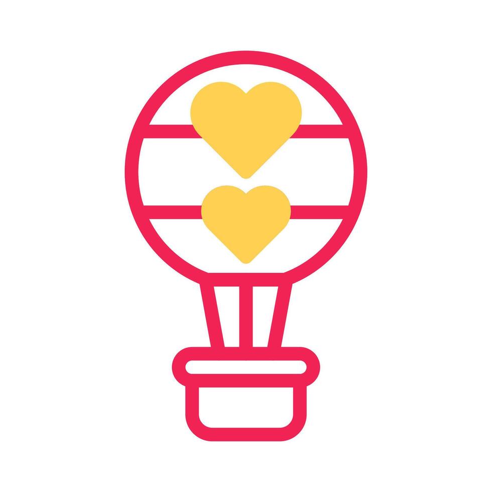 Air balloon love icon duotone yellow red style valentine illustration symbol perfect. vector