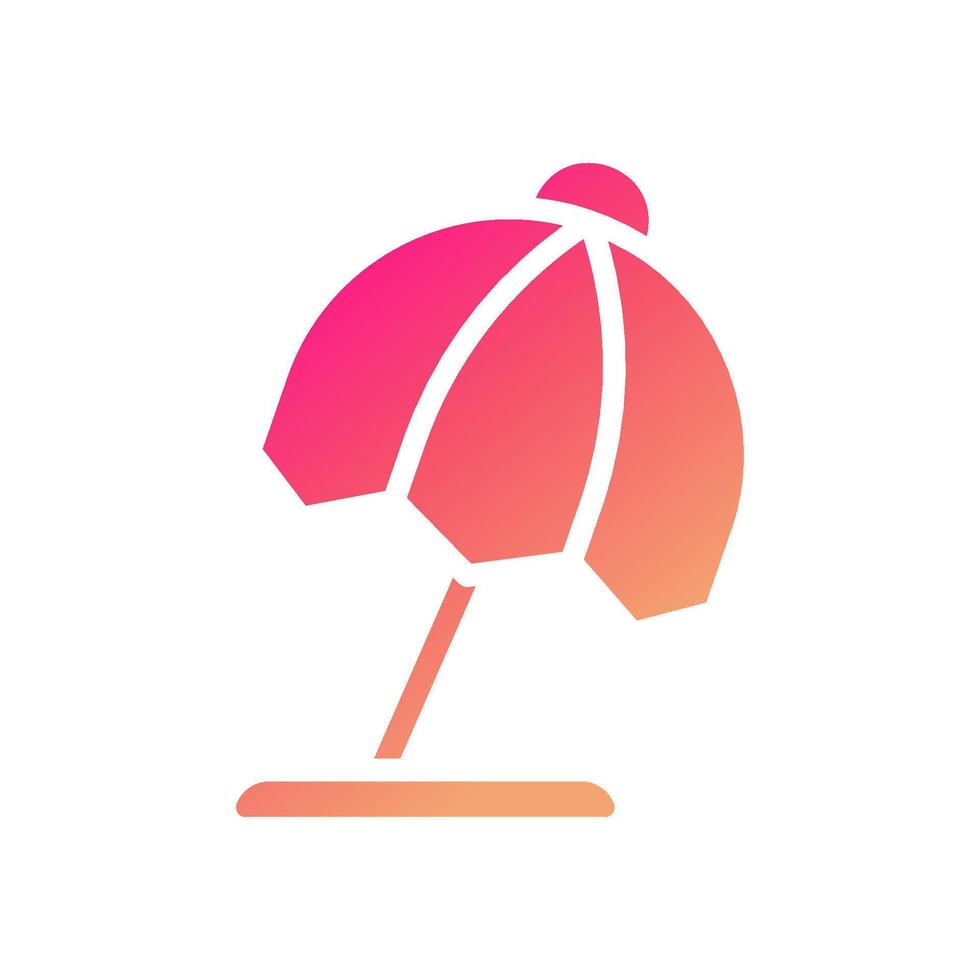 Umbrella icon solid gradient pink yellow summer beach symbol illustration. vector