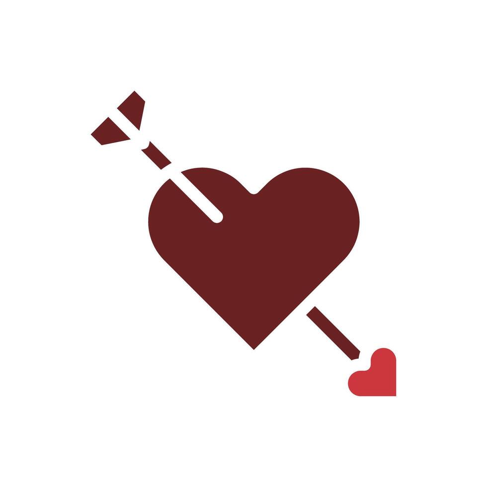 Arrow love icon solid brown red style valentine illustration symbol perfect. vector