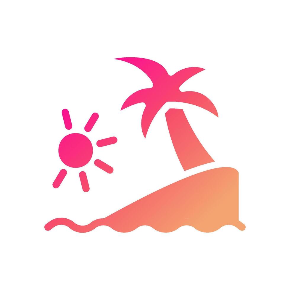 Island icon solid gradient pink yellow summer beach symbol illustration. vector