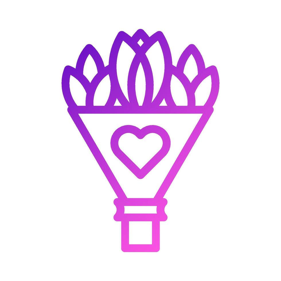 Bouquet love icon gradient purple pink style valentine illustration symbol perfect. vector