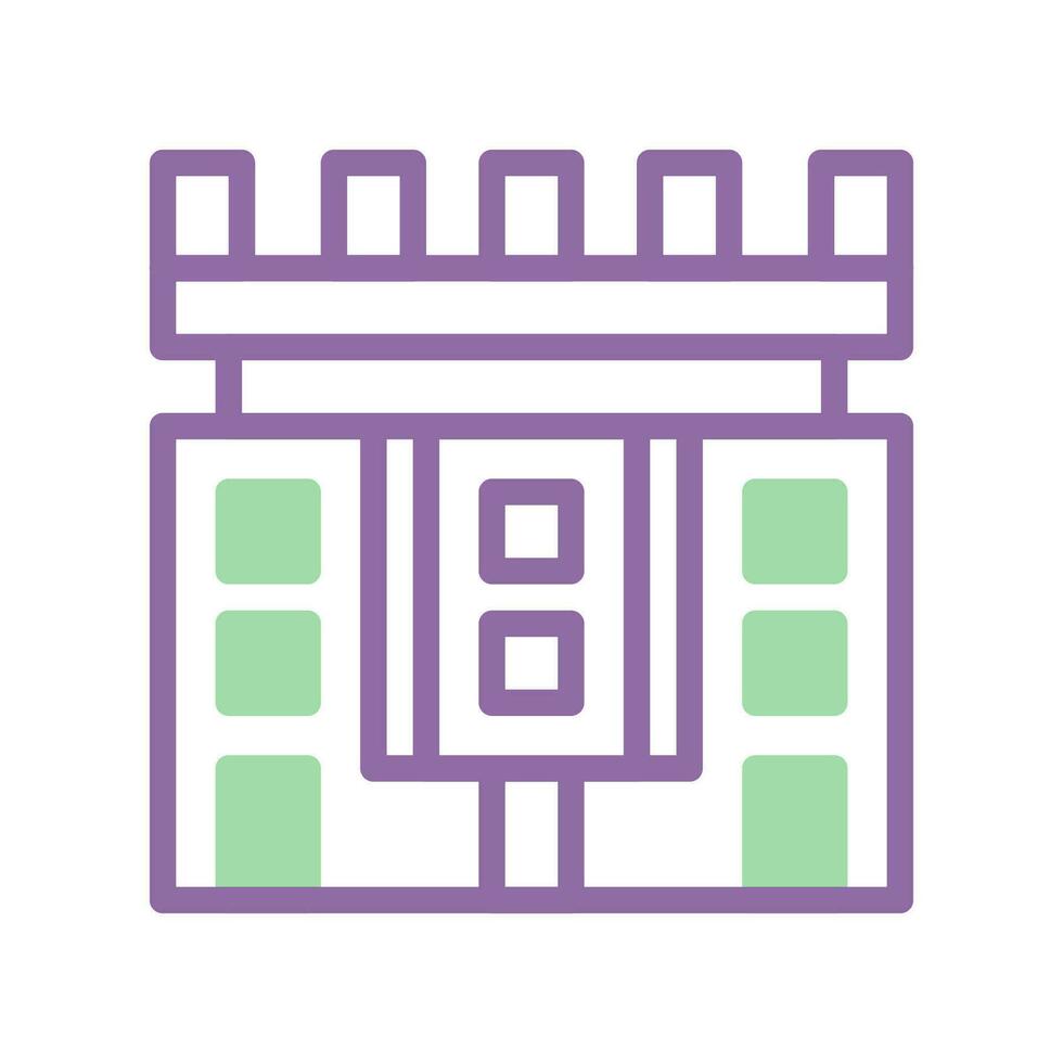castillo icono duotono púrpura verde verano playa símbolo ilustración vector