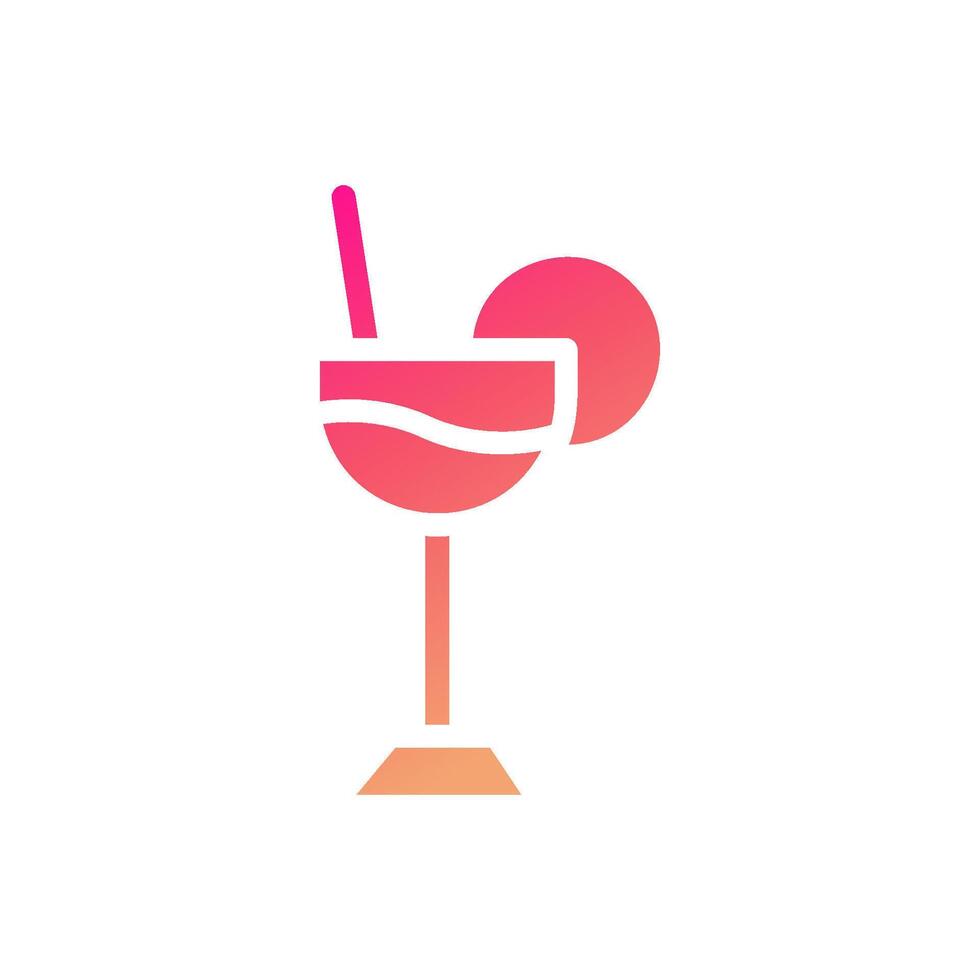 Drink icon solid gradient pink yellow summer beach symbol illustration. vector