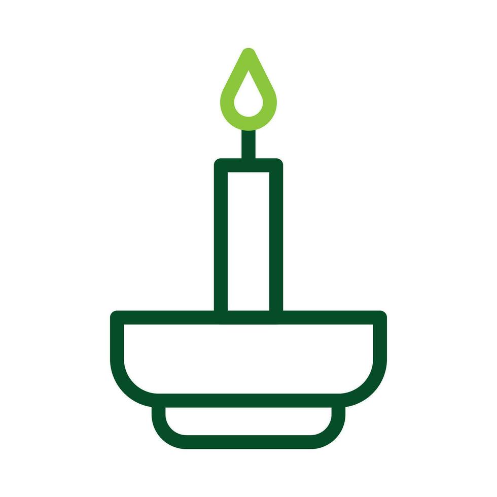 Candle icon duocolor green colour easter symbol illustration. vector