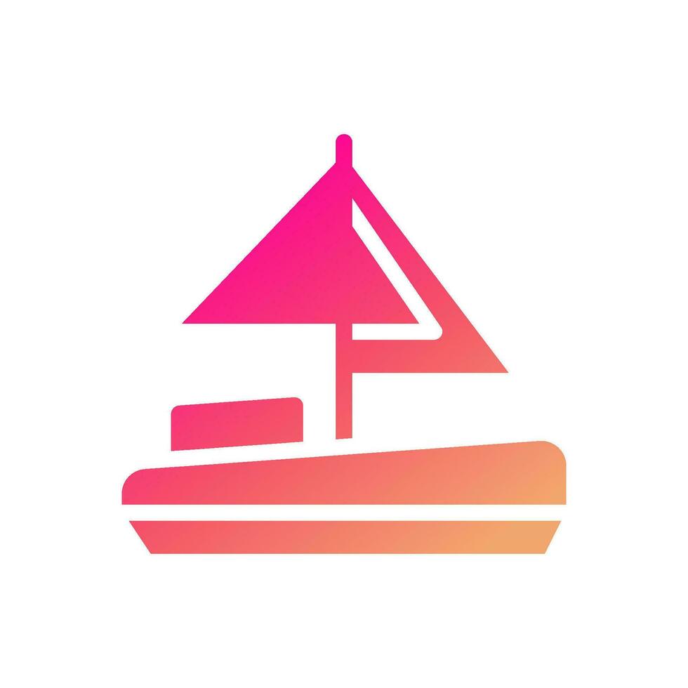 barco icono sólido degradado rosado amarillo verano playa símbolo ilustración. vector