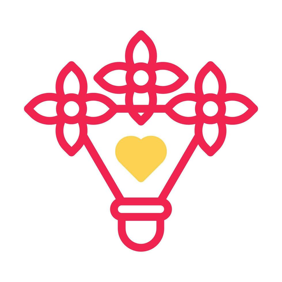 Bouquet love icon duotone yellow red style valentine illustration symbol perfect. vector