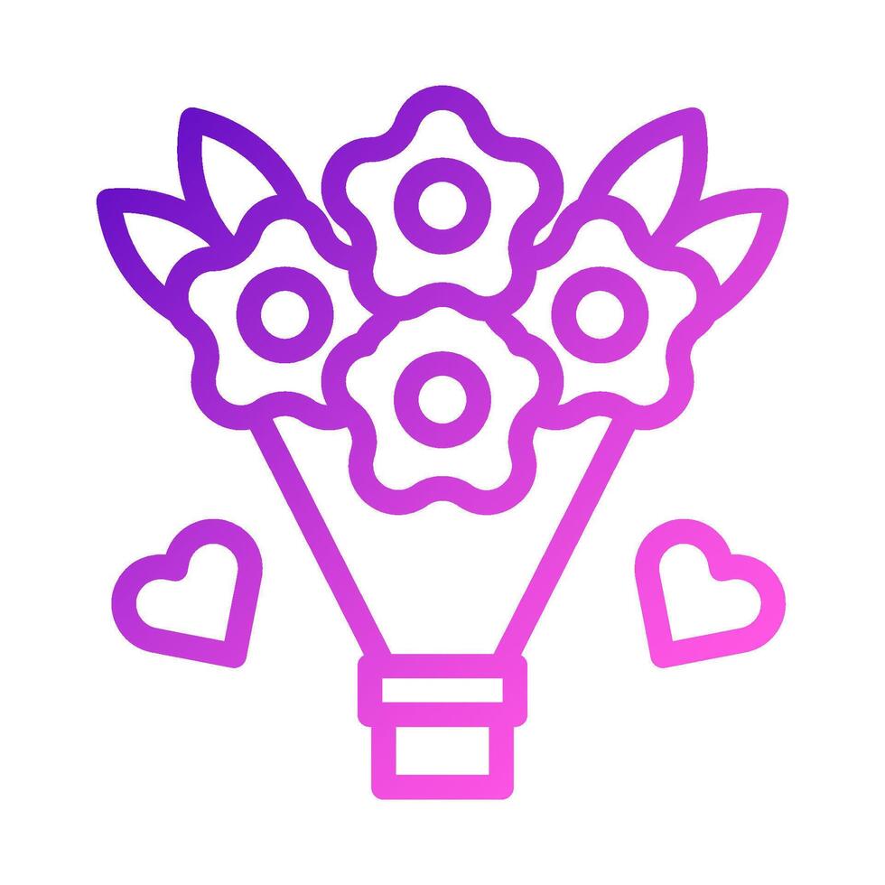 Bouquet love icon gradient purple pink style valentine illustration symbol perfect. vector