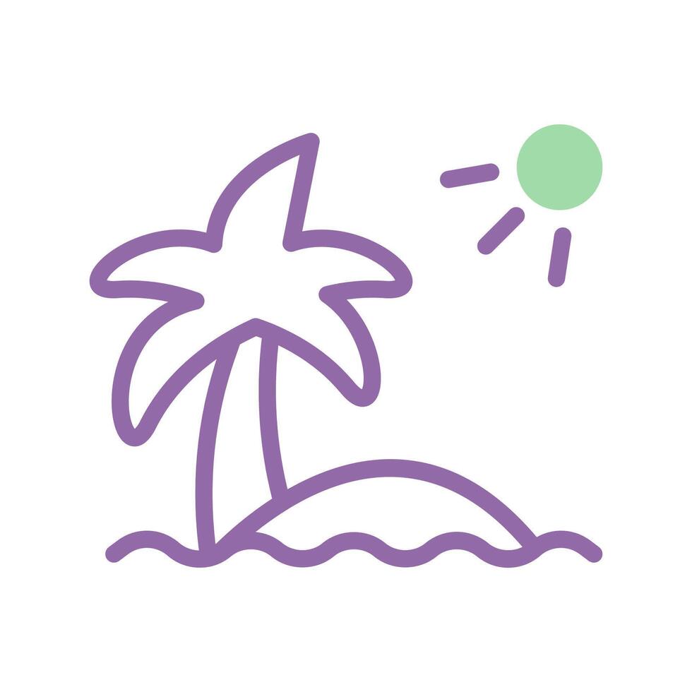 Island icon duotone purple green summer beach symbol illustration vector