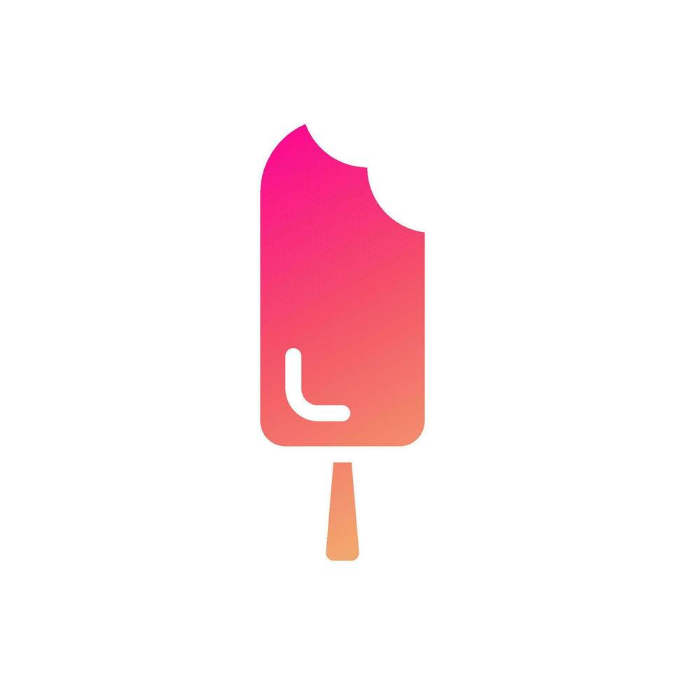 Ice cream icon solid gradient pink yellow summer beach symbol illustration. vector