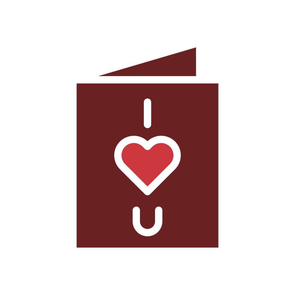 amor tarjeta icono sólido marrón rojo estilo enamorado ilustración símbolo Perfecto. vector