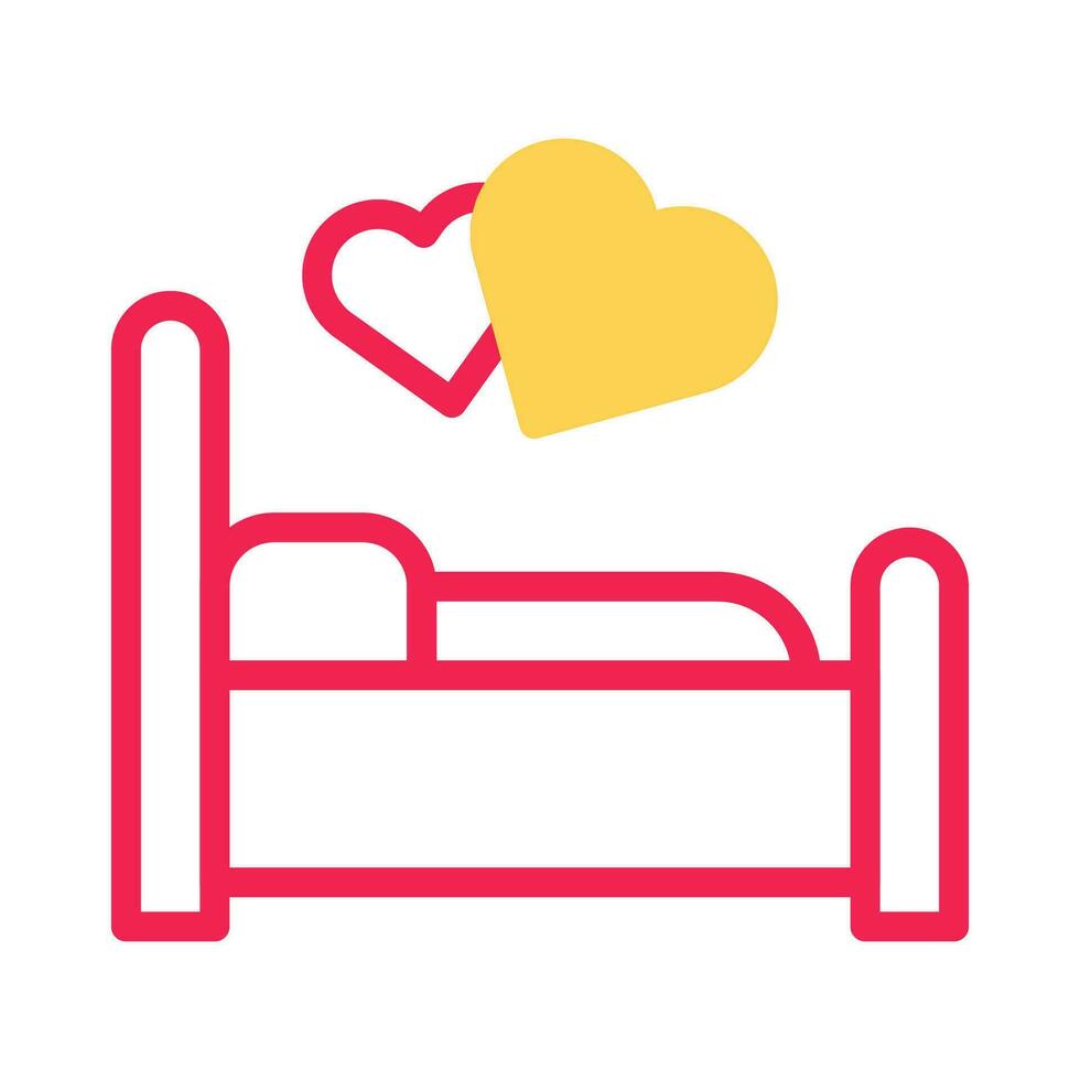 Bed icon duotone yellow red style valentine illustration symbol perfect. vector