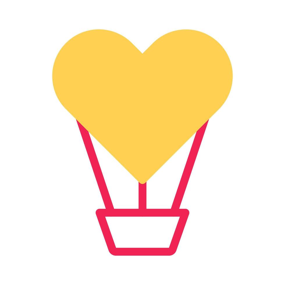 Air balloon love icon duotone yellow red style valentine illustration symbol perfect. vector