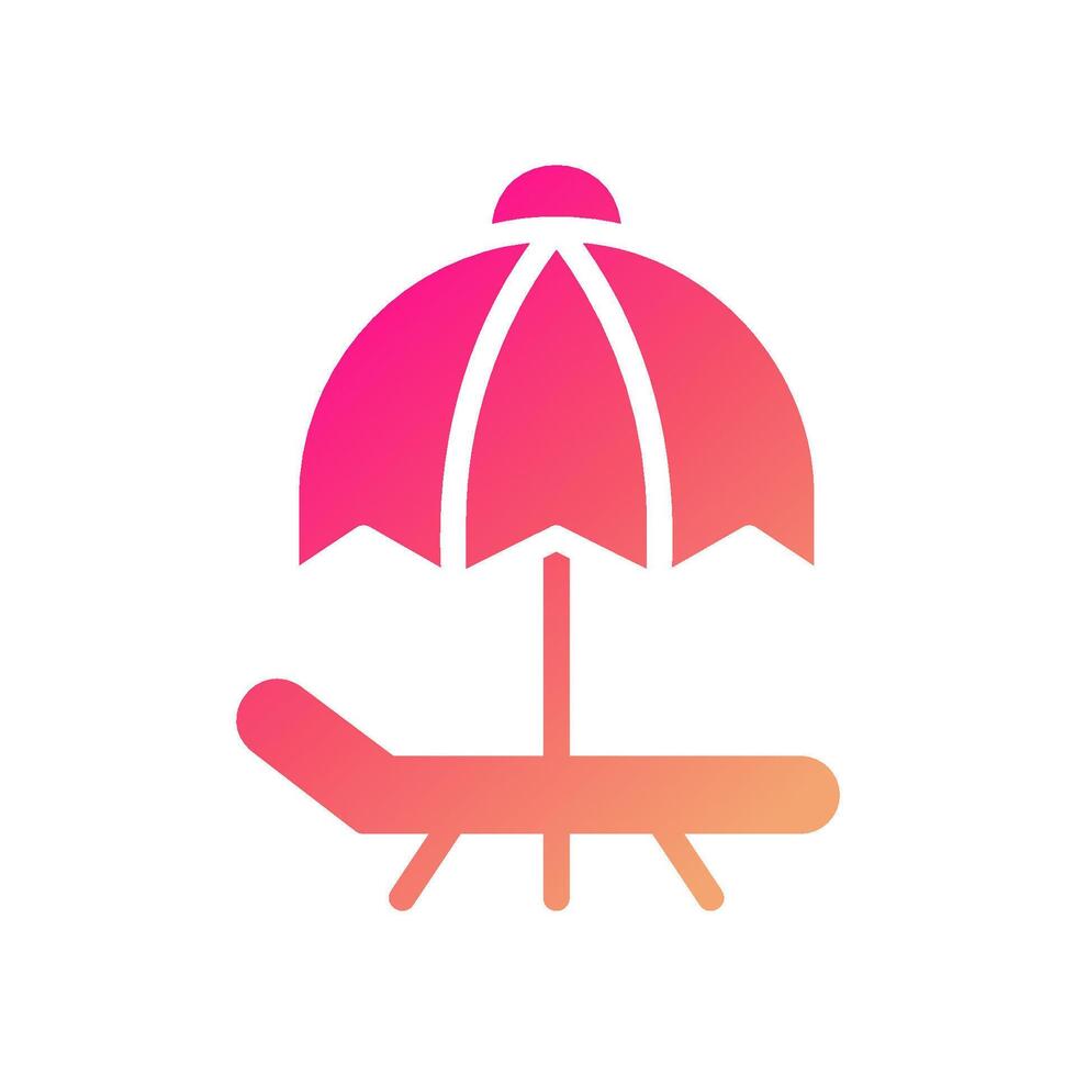 Umbrella icon solid gradient pink yellow summer beach symbol illustration. vector