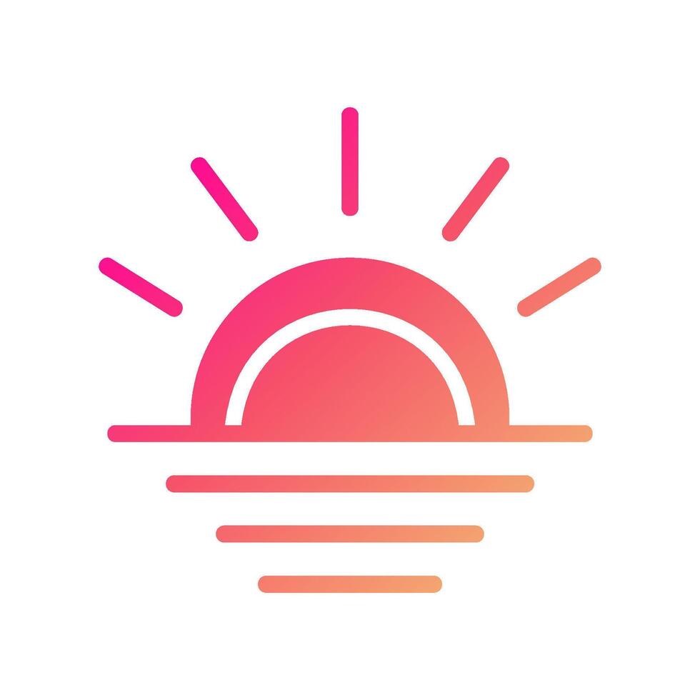 Weather icon solid gradient pink yellow summer beach symbol illustration. vector