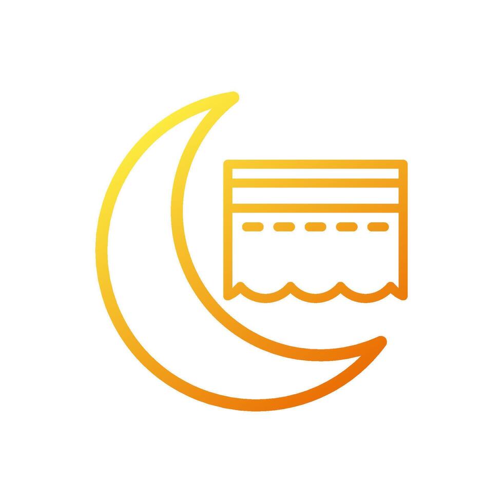 Kaaba icon gradient yellow orange colour ramadan symbol illustration perfect. vector