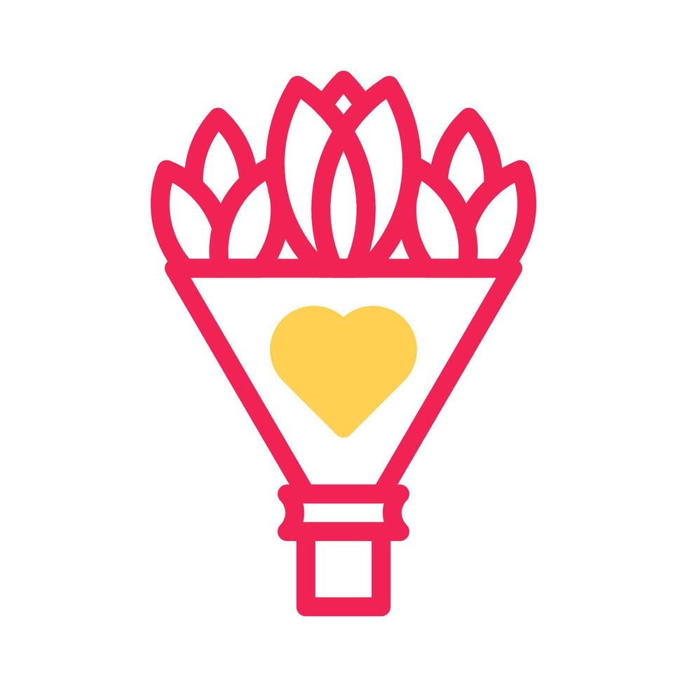 Bouquet love icon duotone yellow red style valentine illustration symbol perfect. vector