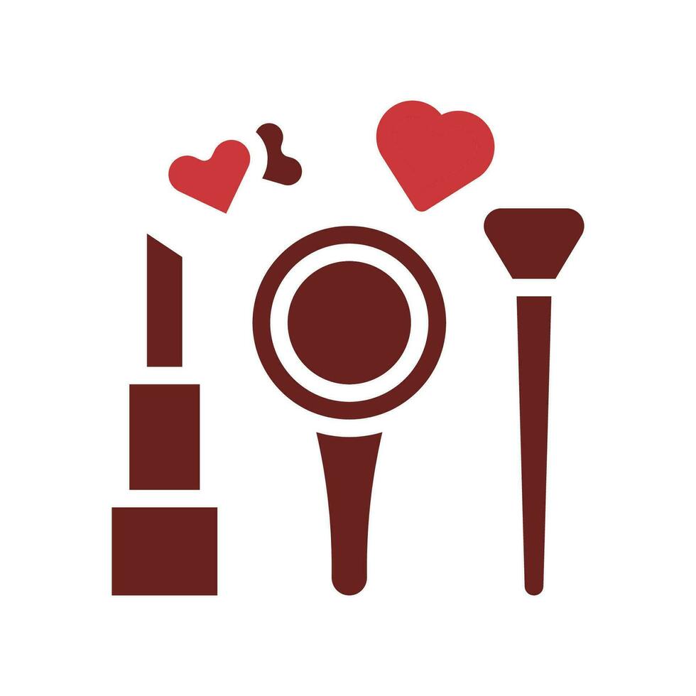 Cosmetic love icon solid brown red style valentine illustration symbol perfect. vector