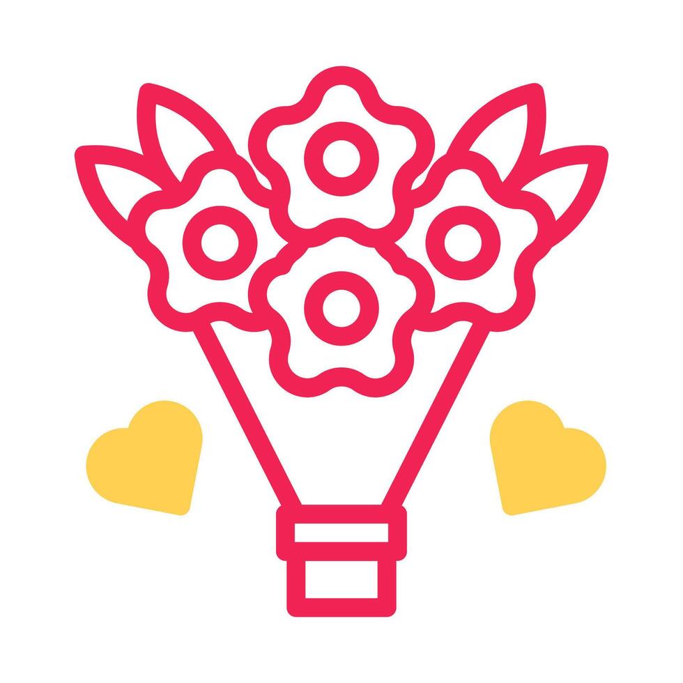 Bouquet love icon duotone yellow red style valentine illustration symbol perfect. vector