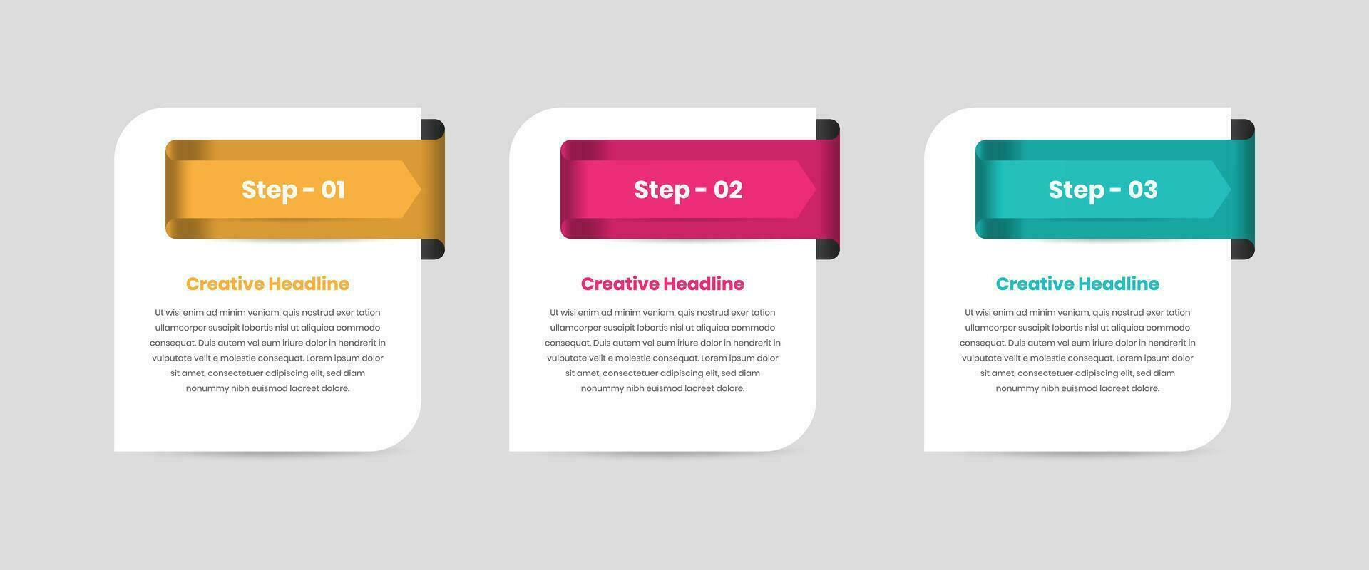 Simple three step business infographic template design vector