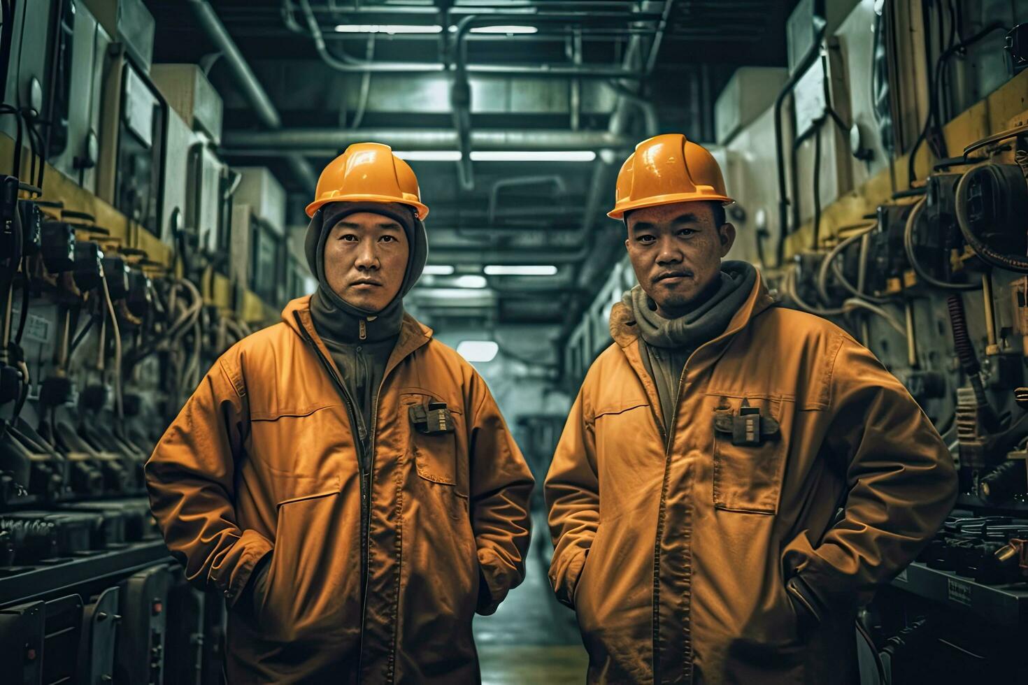 Metal industry manager and engineer meeting in factory ,Generative AI . photo