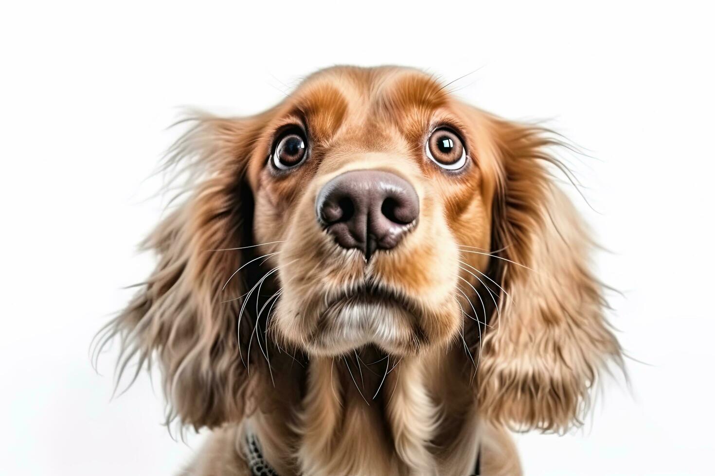 Happy cute playful white-braun doggy  playing and looking happy isolated on white background. ,Generative AI photo