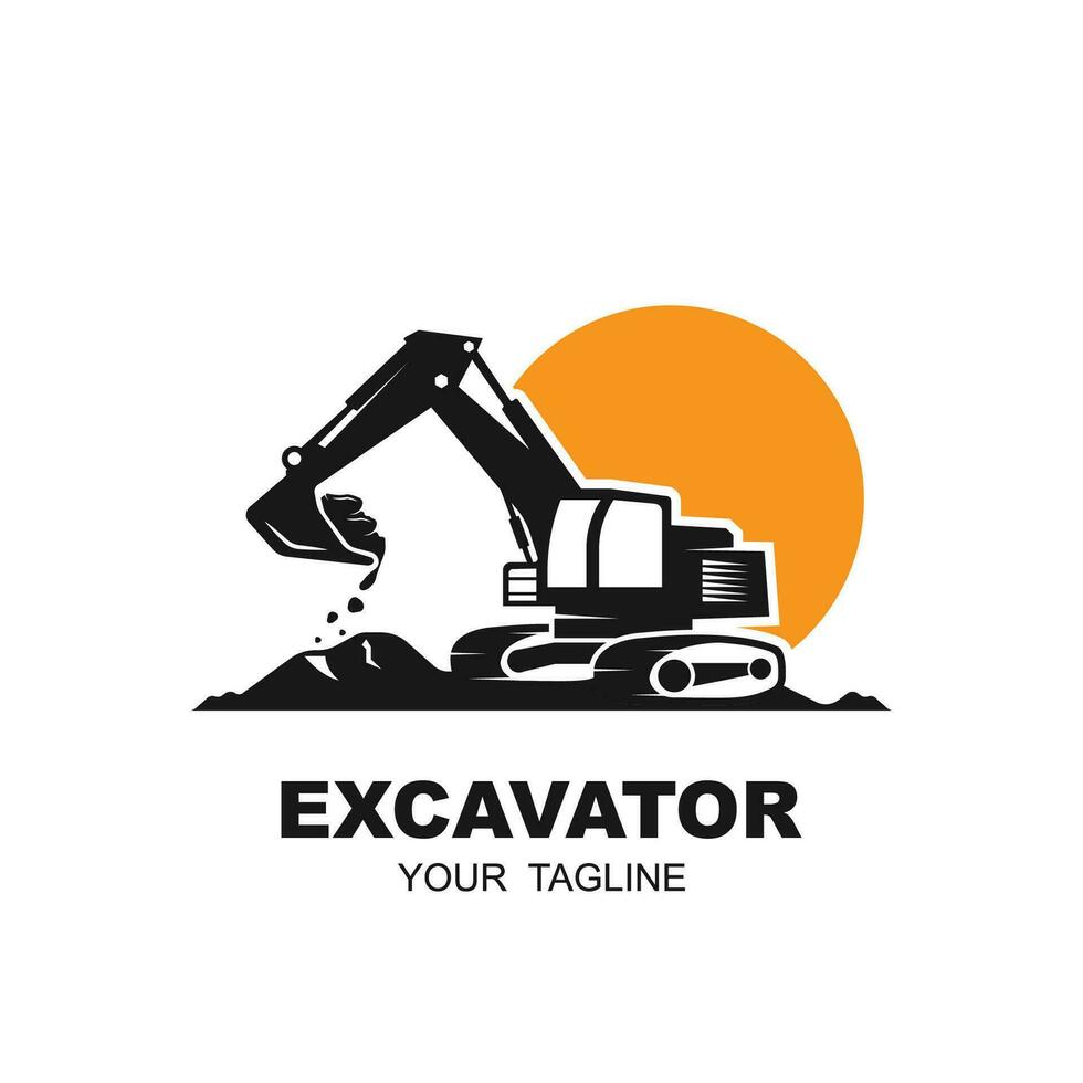 excavator logo vector icon illustration design