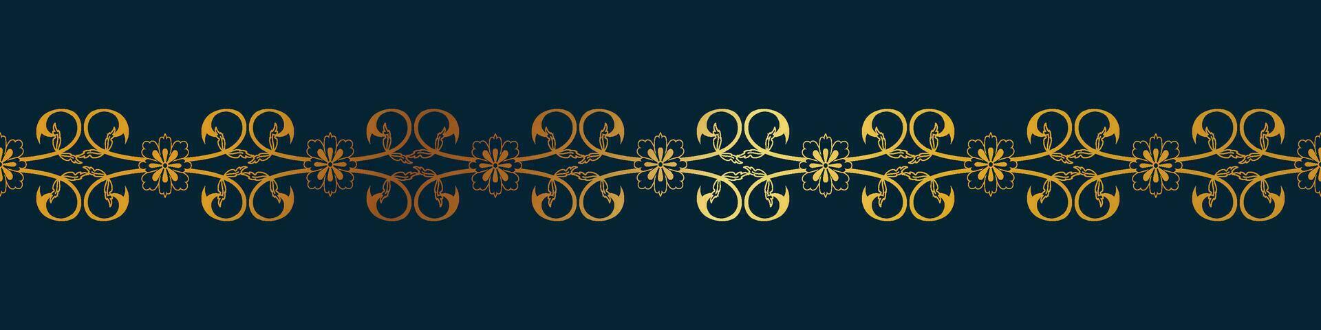 abstract floral border seamless golden paper border woodcarving decorative pattern vector