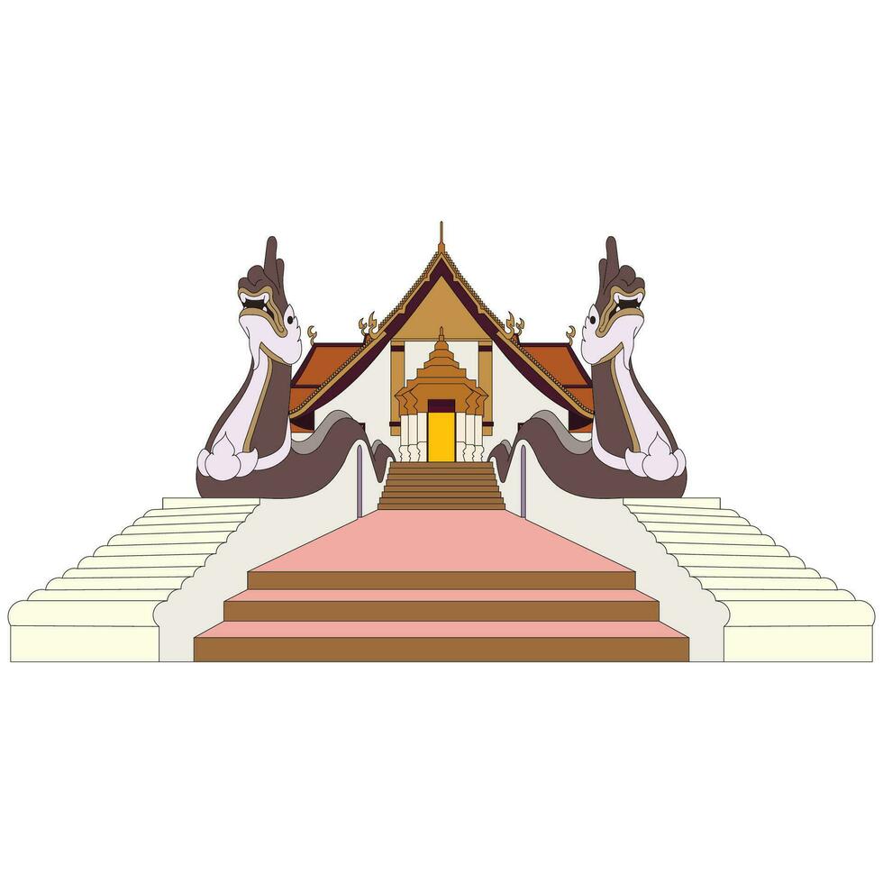 línea dibujo de wat phumin o wat phumin, un turista atracción en yaya provincia, tailandia pintar el paredes ese turistas me gusta a visita. vector