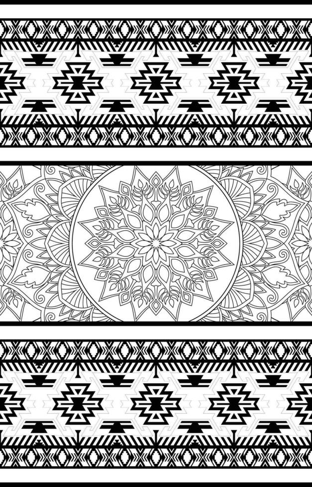 Aztec rug with mandala pattern Modern ethnic tribes Fashion prints. Fabric, rug vector